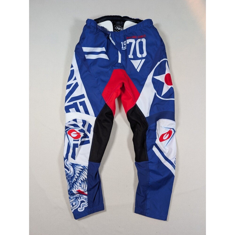 O'Neal Motocross Pants Men 30 Racing Elements Moto ATV Protective Pants Blue Red
